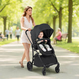 2-in-1 Foldable Baby Stroller with Reversible Seat and Adjustable Backrest