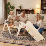 HONEY JOY Kids Triangle Climbing Set, Foldable Panda-Themed Wood Montessori Climbing Set