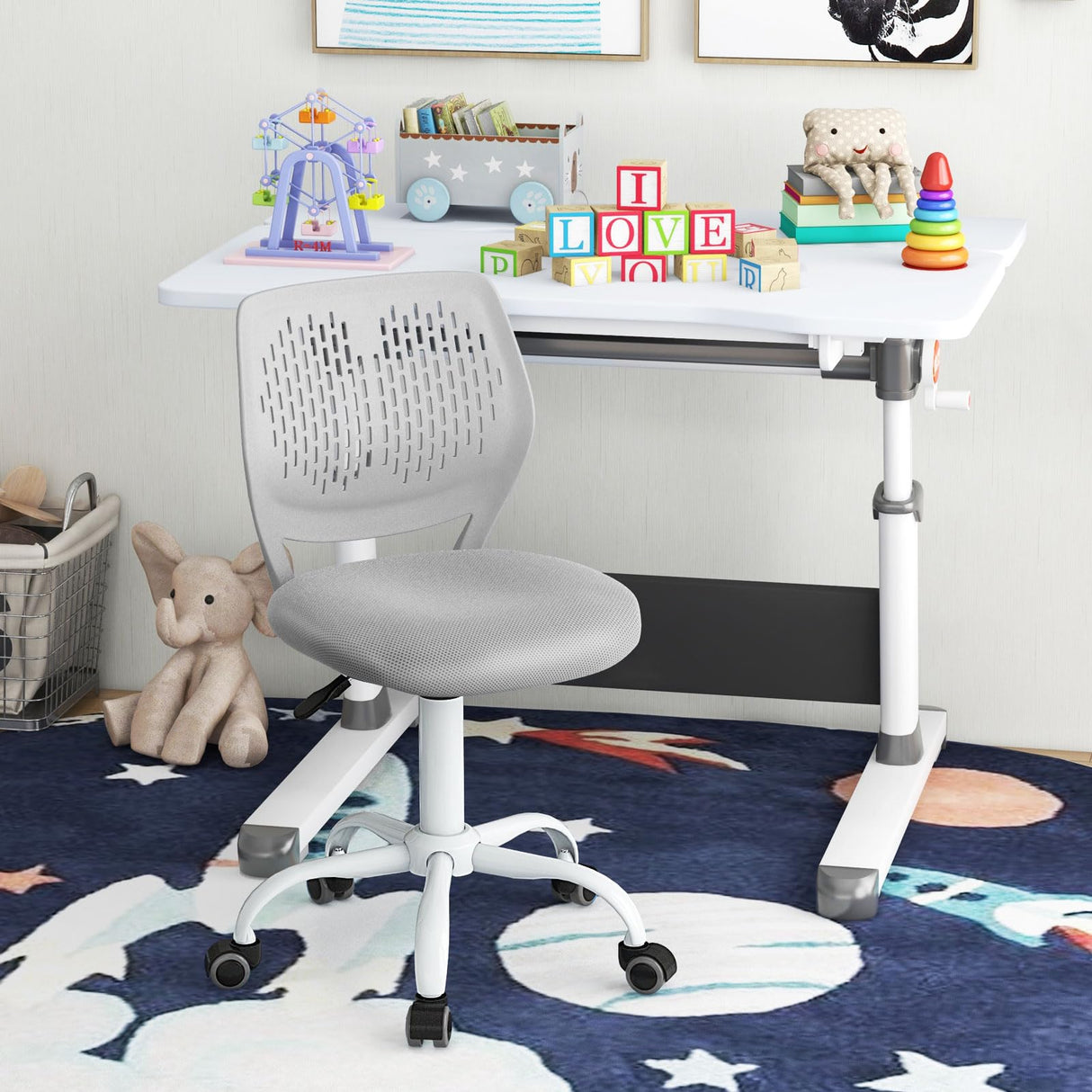 BABY JOY Height-Adjustable Ergonomic Kids Desk Chair, Kids Mesh Computer Chair