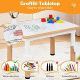 HONEY JOY Kids Table and 4 Chairs Set, Height Adjustable Toddler Desk and Chair Set
