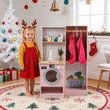Dual-Sided Kids Play Kitchen, Wooden Kitchen Playset