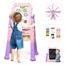 BABYJOY Art Easel for Kids, Height Adjustable 360° Rotate Double Sided Standing Art Drawing Board