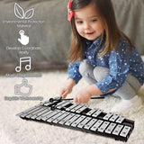 HONEY JOY Kids 30-Note Glockenspiel Xylophone, Foldable Xylophone w/2 Mallets, Shoulder Strap
