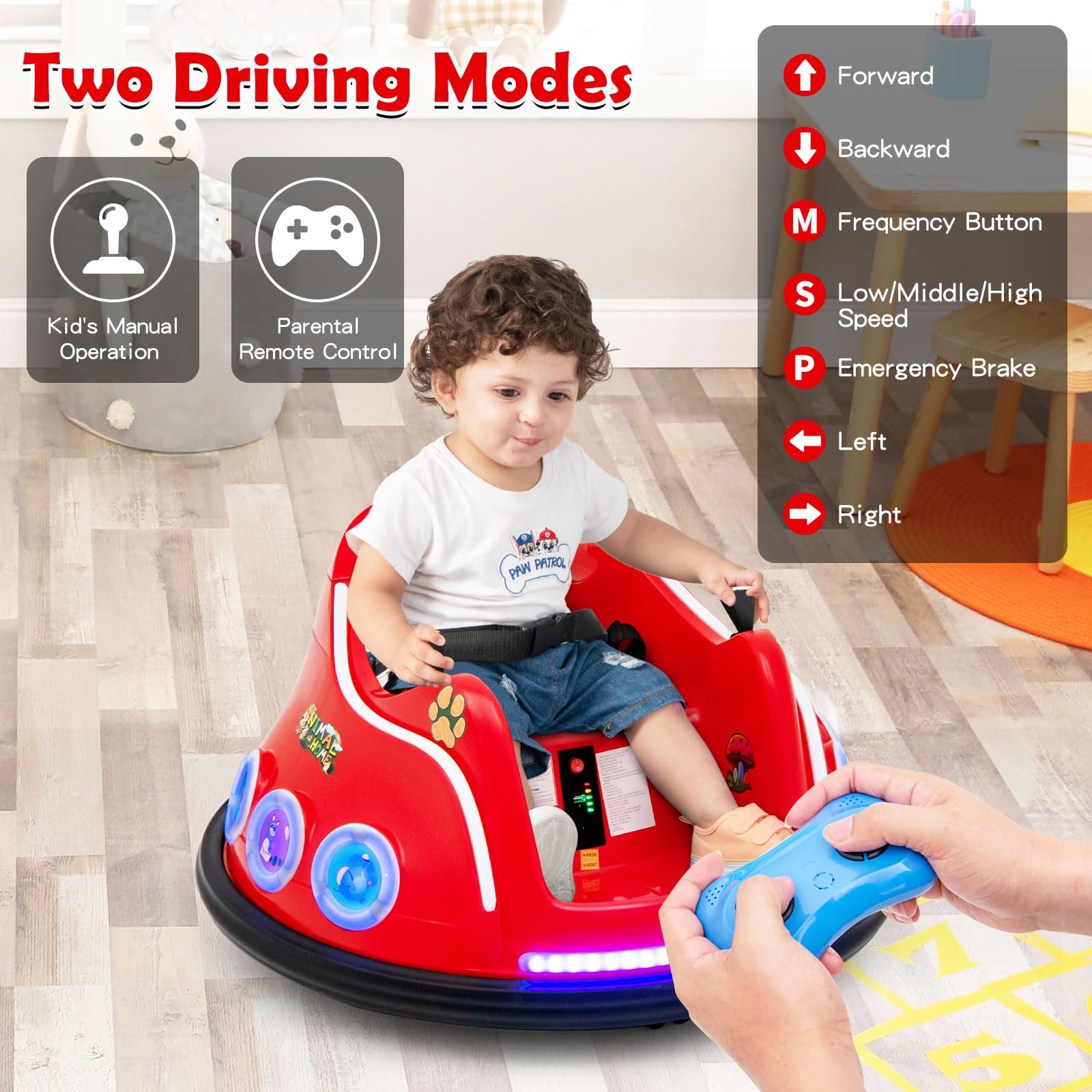 HONEY JOY Kids Ride On Car 12V Electric Bumper Car for Children W Remote Control 360 Degree Spin