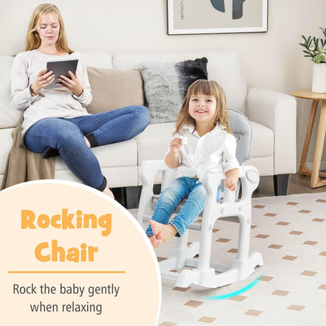 BABY JOY 3-in-1 Baby High Chair, Convertible Feeding Chair Toddler Table Chair Set w/Removable 4-Position Tray, Seat Cushion