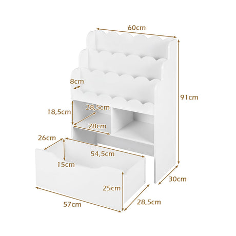 HONEY JOY Kids Bookshelf, 5-Tier Wooden Children Bookcase & Toy Storage Organizer