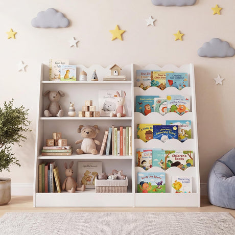 HONEY JOY Kids Bookshelf, Toddler Bookcase Toy Organizer