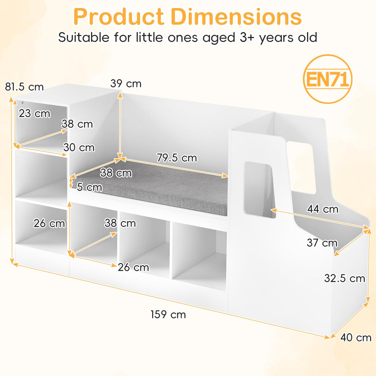HONEY JOY Car-Shaped Kids Bookshelf with Reading Nook, Kids Bookcase
