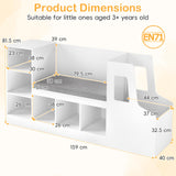 HONEY JOY Car-Shaped Kids Bookshelf with Reading Nook, Kids Bookcase