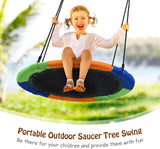 100 cm Flying Saucer Tree Swing for Kids, Play Swing with Adjustable Ropes