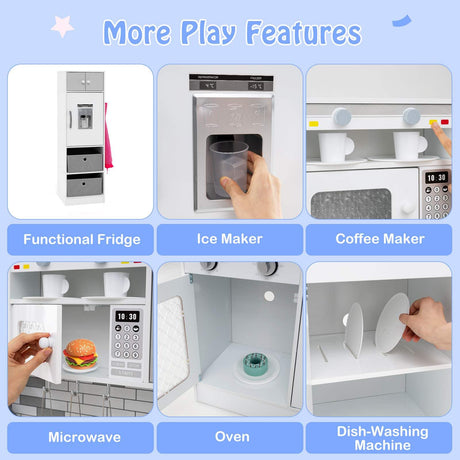 HONEY JOY Kids Kitchen Playset with Lights and Sounds