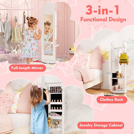 HONEY JOY 360° Rotating Kids Jewelry Cabinet