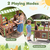 HONEY JOY Kids Food Cart, Pretend Play Market Stand Food Cart