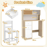 HONEY JOY Kids Desk and Chair Set w/2 Cabinets & 2 Drawers, Pegboard & Cork Bulletin Board