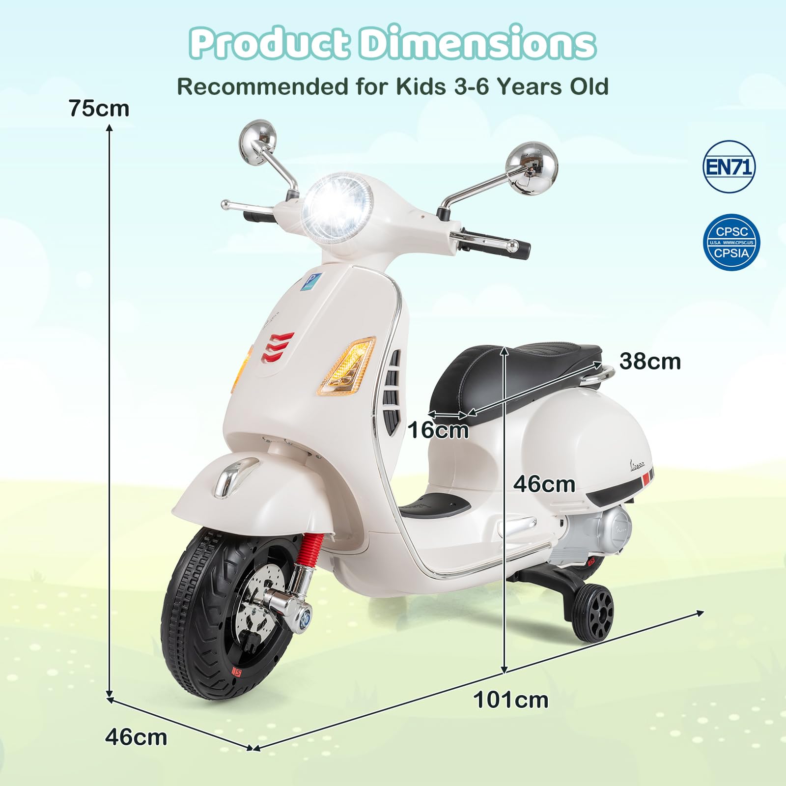 Licensed VESPA 12V Kids Electric Motorcycle - Baby Joy AU – Babyjoy