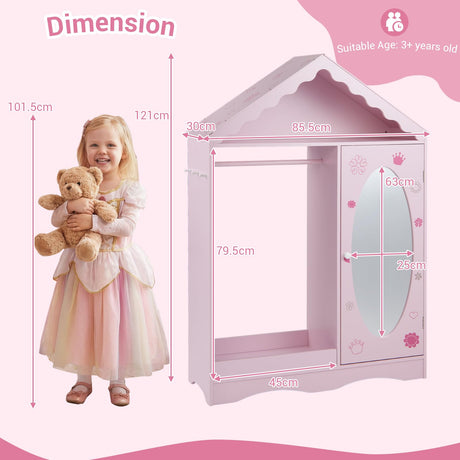 HONEY JOY Kids Clothing Rack with Mirror, Children Dress Up Center