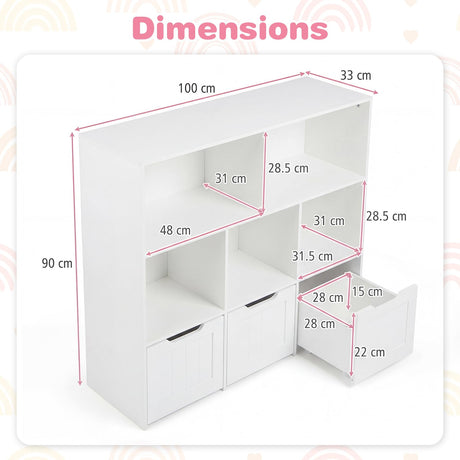 HONEY JOY Kids Toy Storage Organizer, Children Bookshelf Toy Chest Box