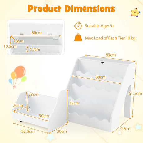 HONEY JOY 2-in-1 Kids Bookshelf & Toy Storage Organizer, Storage Rack