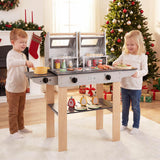 HONEY JOY Wooden Kids Barbecue Grill Playset, Kids Toy Grill with Abundant Grilling Tools