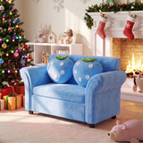 HONEY JOY Kids' Couch with 2 Strawberry Throw Pillows