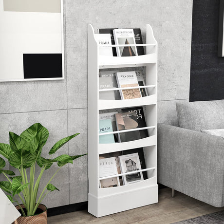 4-Tier Kids Bookcase with 2 Anti-Tipping Kits & Guardrails