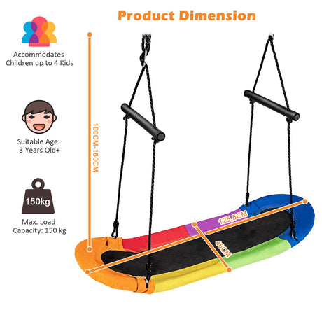 Outdoor Platform Tree Swing with Soft Handles and Adjustable Height