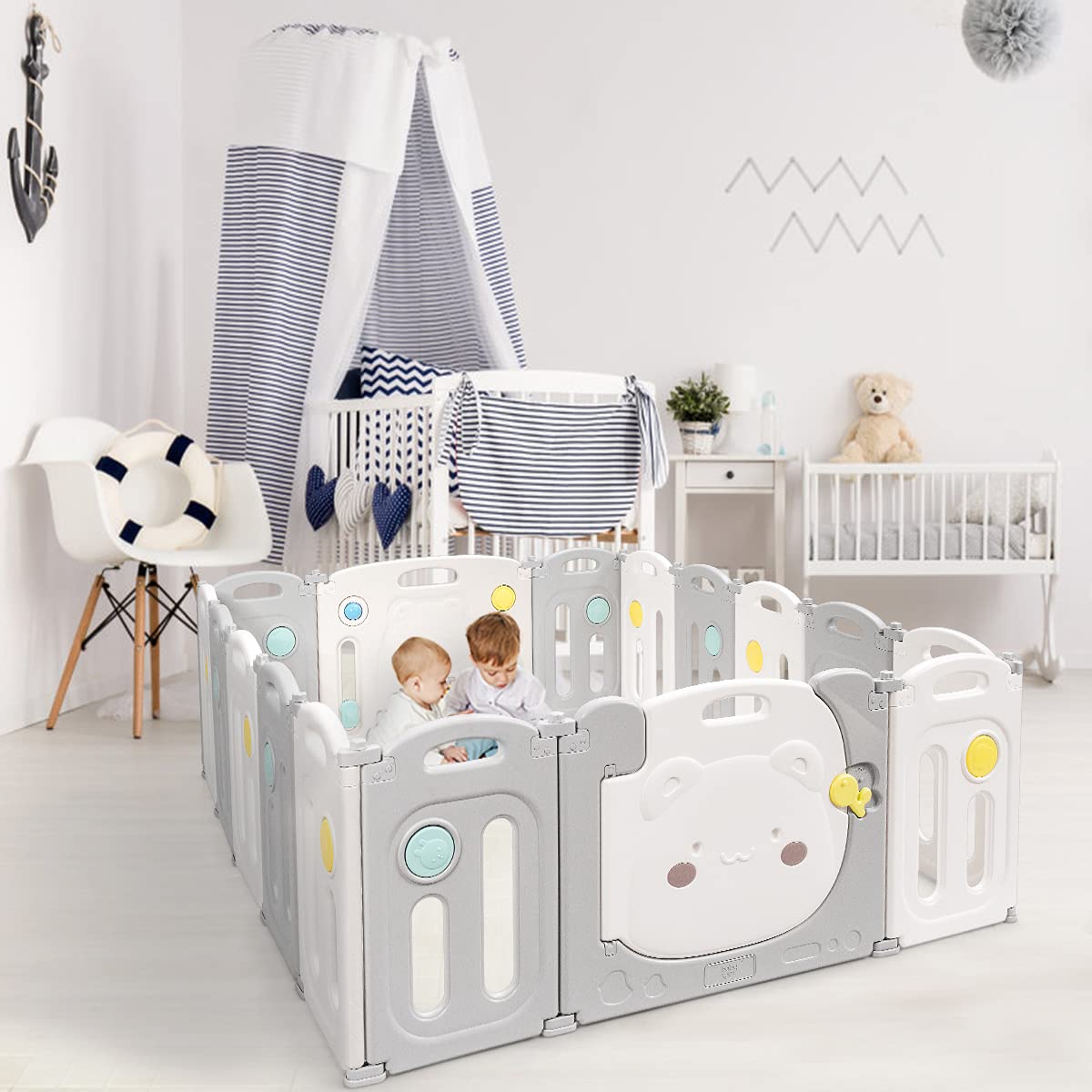 BABY JOY Foldable Baby Playpen 16 Panels, Kids Safety Yard Activity Center