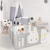 BABY JOY Foldable Baby Playpen 16 Panels, Kids Safety Yard Activity Center