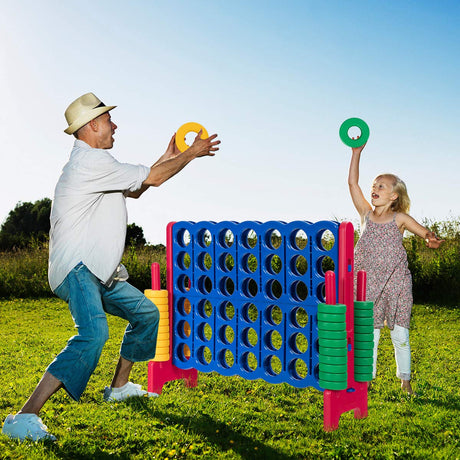 Giant Connect 4 in A Row with 42 Jumbo Rings for Garden & Beach