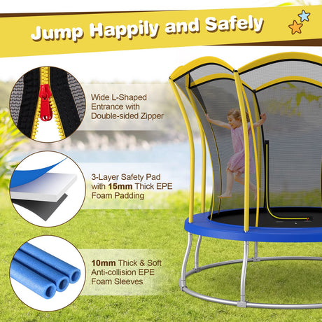 HONEY JOY 8FT Kids Trampoline, Galvanized Steel Frame, Weight Capacity 193KG