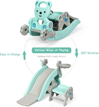 HONEY JOY 4-in-1 Kids Rocking Horse, Portable Toddler Ride On Rocking Toy with Slide
