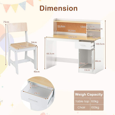 Kids Study Desk and Chair Set