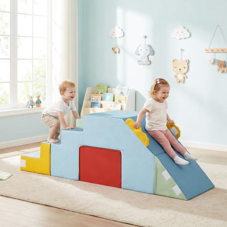 BABY JOY Kids Climb & Crawl Playset, Toddler Climber with Slide & Stairs