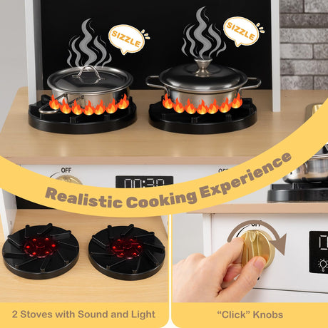 Kids Kitchen Playset Wooden Pretend Play Kitchen with Stoves
