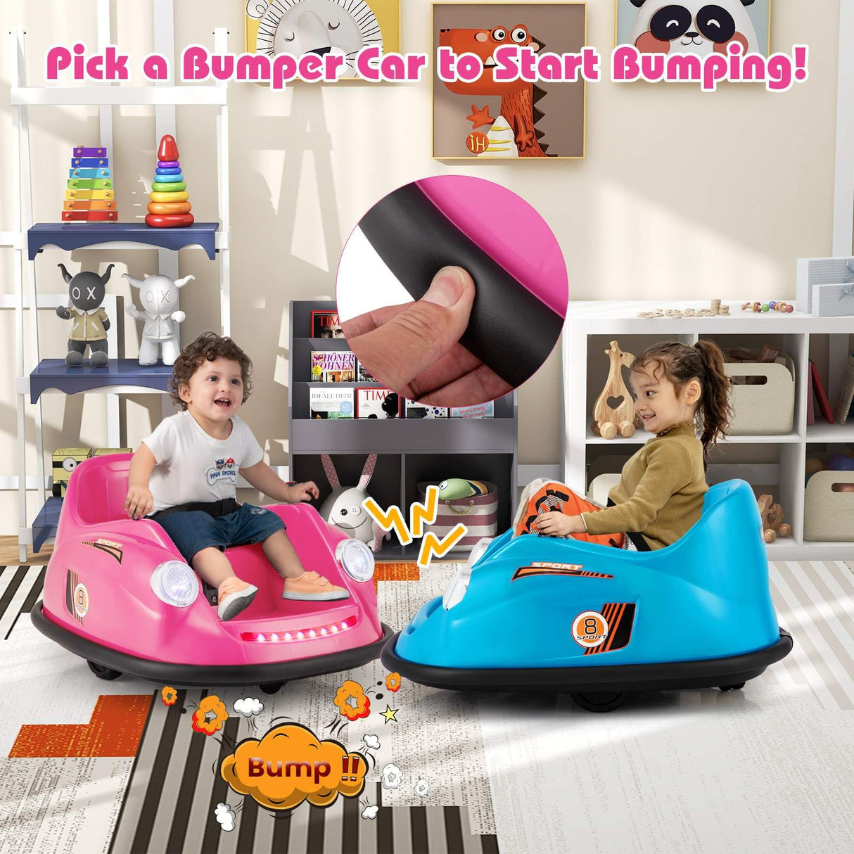 12V Electric Kids Ride on Bumper Car with Remote Control for Toddlers 2-5 Years Old