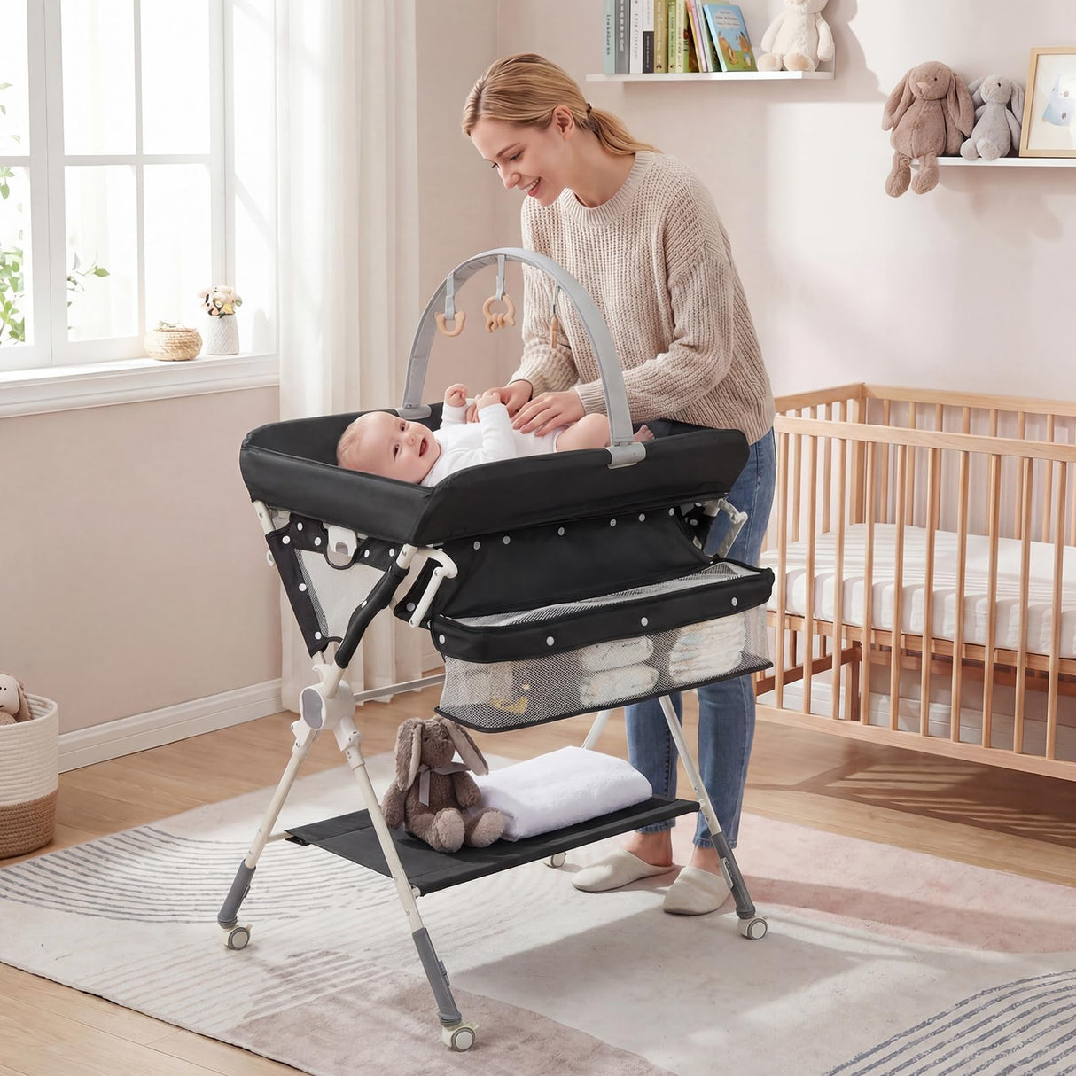 BABY JOY Baby Changing Table, Portable Nursery Organizer for Newborns