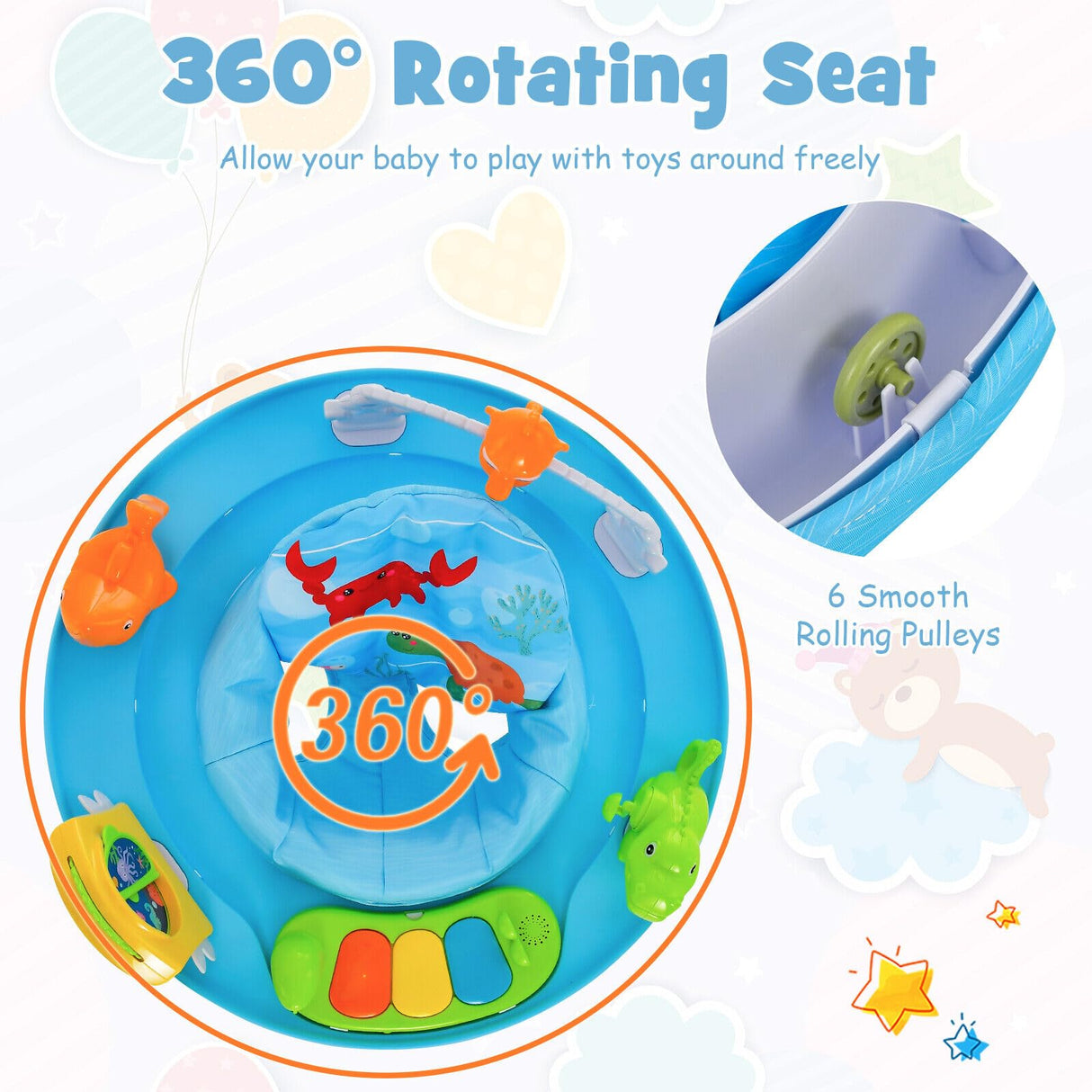 BABY JOY Baby Jumpers and Bouncers, Activity Center for Babies and Infants w/360° Rotating Seat