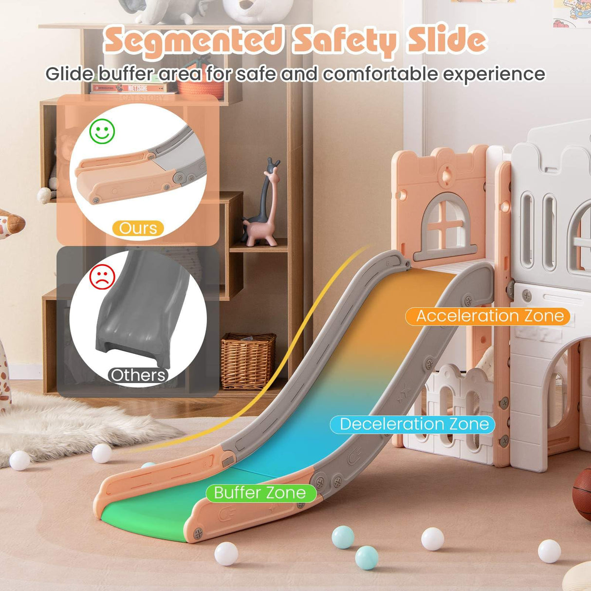 HONEY JOY All in 1 L-Shaped Slide for Toddlers Age 1-3