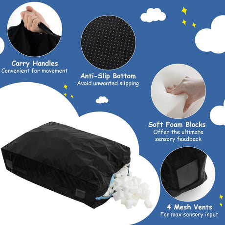 Sensory Mat with Foam Blocks and Washable Velvet Cover