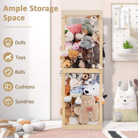 HONEY JOY 300L Large Stuffed Animal Storage, Space-saving Toy Storage Organiser w/Open Top & Elastic Cords