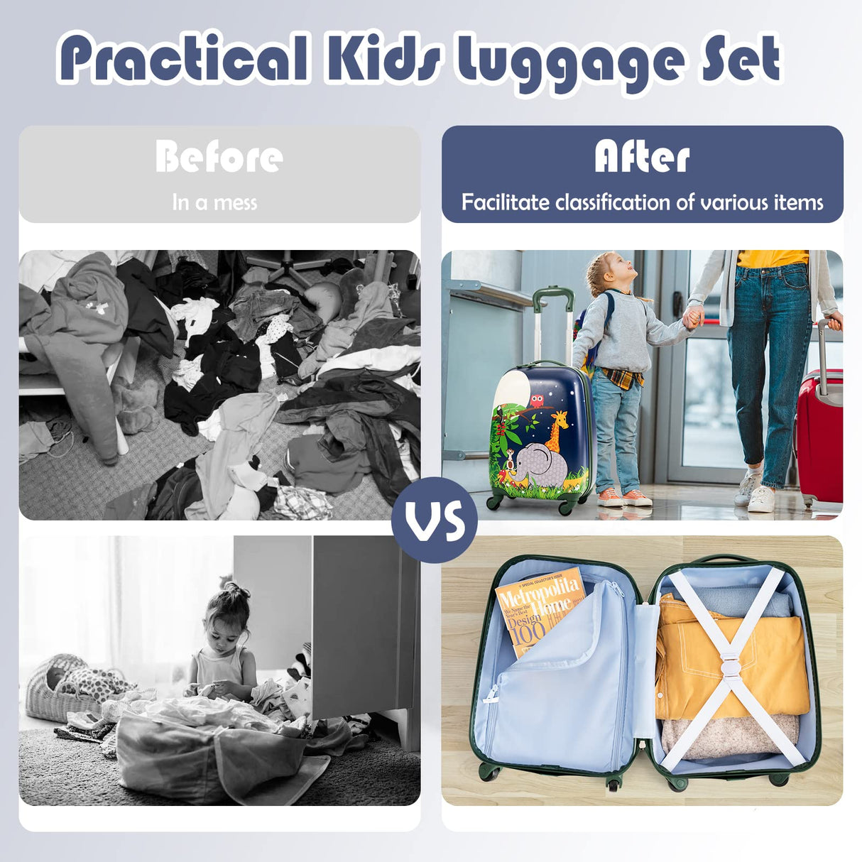 16” Toddlers Carry-on Suitcase & 13” Backpack Set