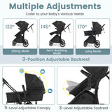 2-in-1 Foldable Baby Stroller with Reversible Seat and Adjustable Backrest