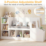 HONEY JOY Car-Shaped Kids Bookshelf with Reading Nook, Kids Bookcase