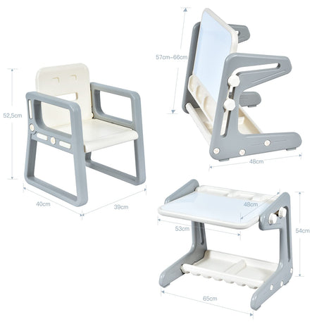 BABY JOY Kids Table & Chair, 2 in 1 Toddler Art Easel