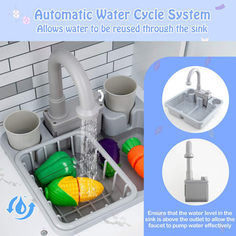 HONEY JOY Kids Kitchen Playset with Lights and Sounds