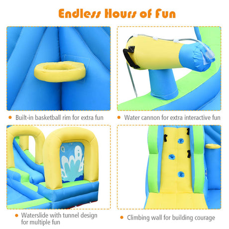 HONEY JOY Kids Inflatable Water Slide, 5 in 1 Giant Water Slide Bouncer Park