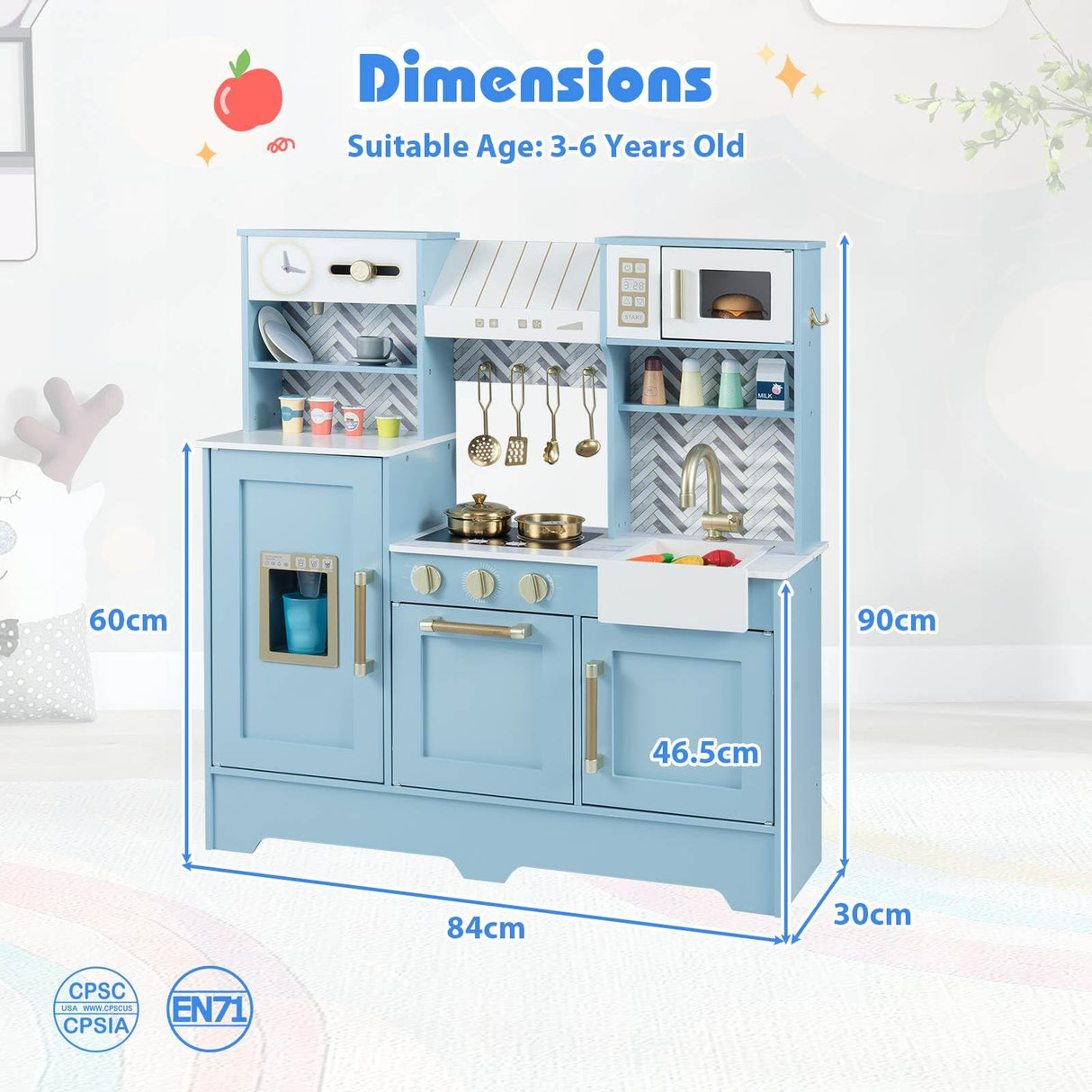 HONEY JOY Kids Kitchen Playset, Wooden Pretend Play Kitchen