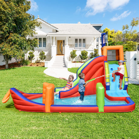 HONEY JOY Inflatable Waterslide, 6-in-1 Pirate Ship Bounce House