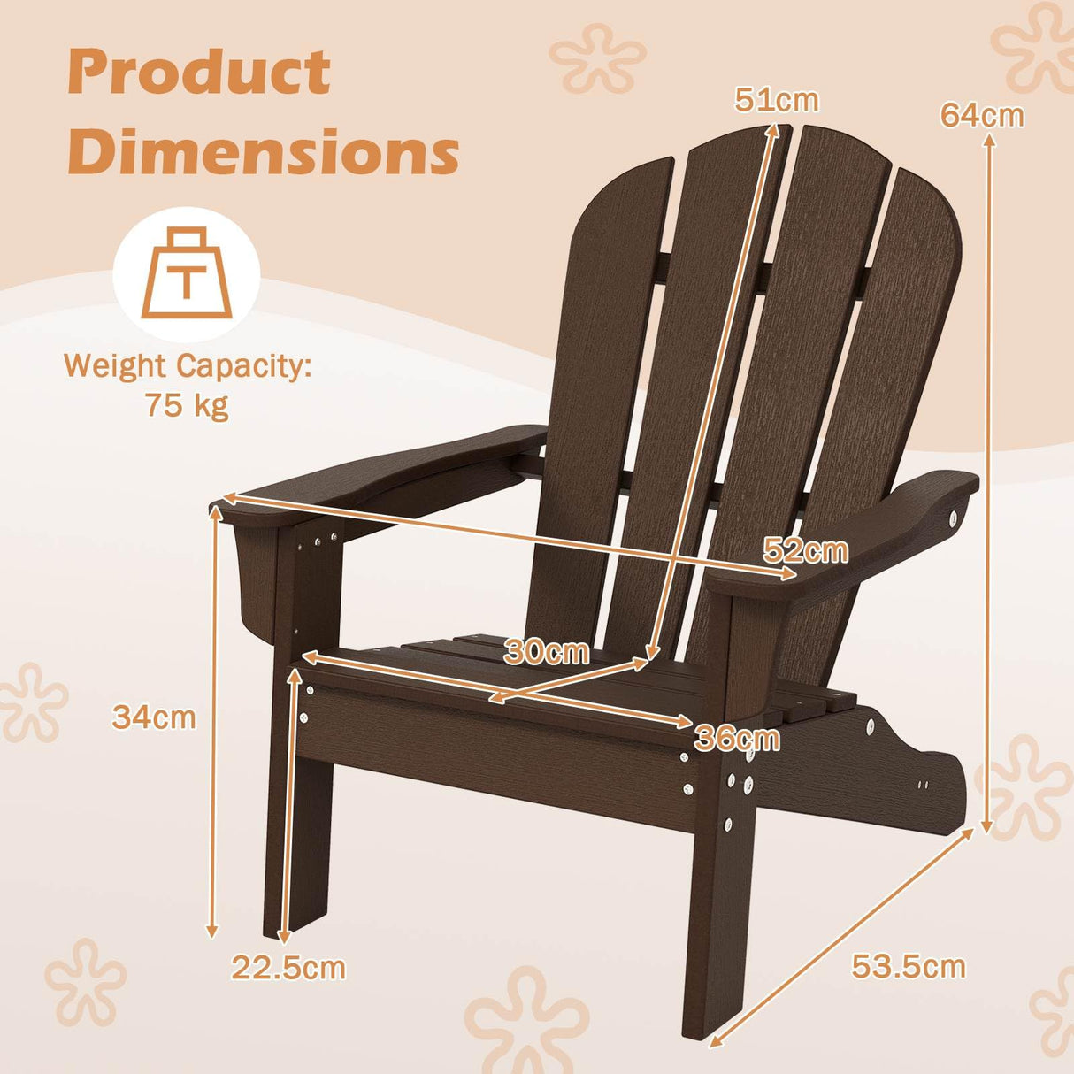 HONEY JOY Kids Adirondack Chair, Indoor Outdoor HDPE Toddler Chair