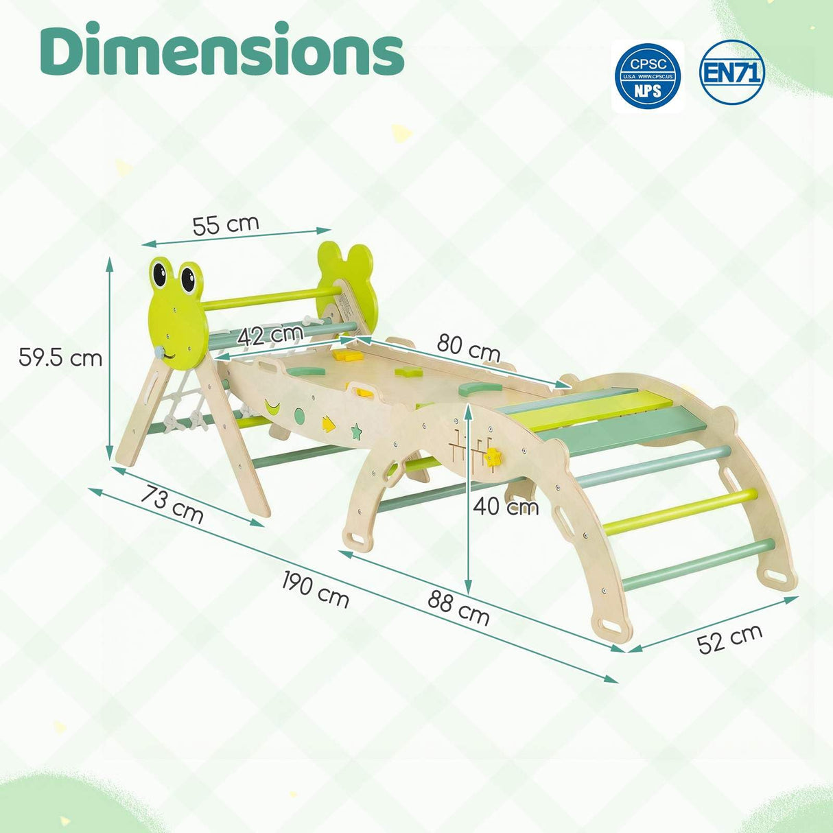 HONEY JOY 8-in-1 Wooden Triangle Set, Foldable Montessori Climbing Toys